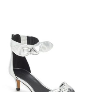 Women's Rebecca Minkoff Kaley Knotted Kitten Heel Sandal, Size 6.5 M - Metallic