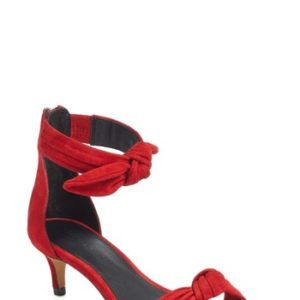 Women's Rebecca Minkoff Kaley Knotted Kitten Heel Sandal, Size 7.5 M - Red