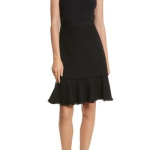 Women's Rebecca Taylor Lace Back Crepe & Tweed Dress