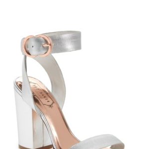 Women's Ted Baker London Lylea Block Heel Sandal, Size 6 M - Metallic