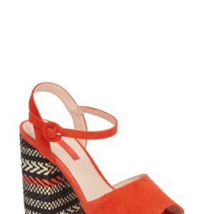 Women's Topshop Laura Woven Block Heel Sandal, Size 9.5US / 40EU - Red