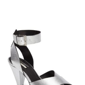 Women's Topshop Nazia Statement Heel Sandal, Size 5.5US / 36EU - Metallic