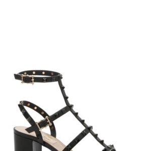 Women's Valentino Garavani Rockstud Block Heel Sandal, Size 4.5US / 34.5EU - Black