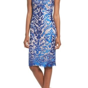 Women's Vince Camuto Embroidered Mesh Sheath Dress