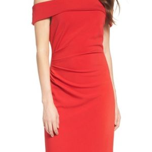 Women's Vince Camuto Off The Shoulder Crepe Sheath Dress