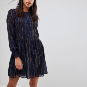 Y.A.S Shadow Print Shift Dress - Black