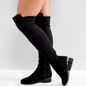 ASOS KNIGHT Wide Fit Stretch Over The Knee Boots - Black