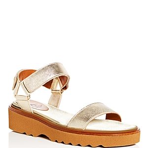 Aquatalia Women's Wande Weatherproof Leather Platform Wedge Sandals