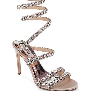 Badgley Mischka Women's Peace Embellished Satin Ankle Wrap High-Heel Sandals