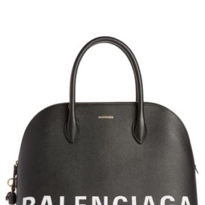 Balenciaga Ville Logo Leather Satchel - Black