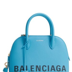 Balenciaga Ville Logo Leather Satchel - Blue