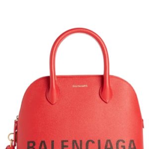 Balenciaga Ville Logo Leather Satchel - Red