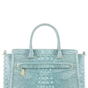 Brahmin Harper Embossed Leather Satchel - Blue