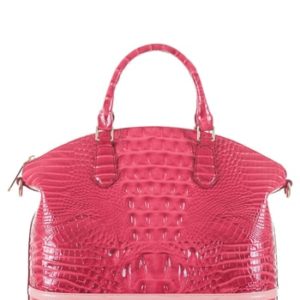 Brahmin Large Duxbury Croc Embossed Leather Satchel - Pink