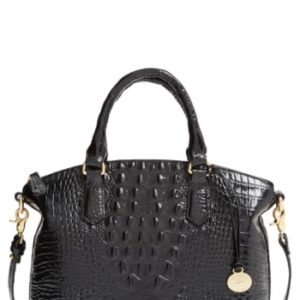 Brahmin 'Medium Duxbury' Croc Embossed Leather Satchel - Black