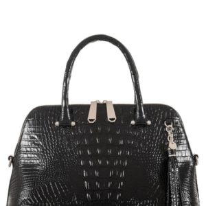 Brahmin Melbourne - Sydney Croc Embossed Leather Satchel - Black