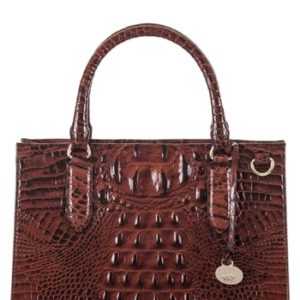 Brahmin Small Camille Embossed Leather Satchel - Brown