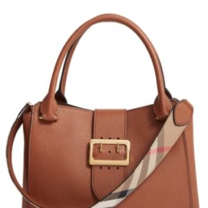 Burberry Medium Buckle Leather Satchel - Brown