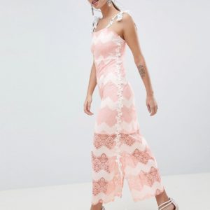 C By Cubic Striped Lace Maxi Dress - Pink