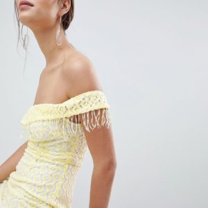 C By Cubic Yellow Lace Midi Dress - Yellow