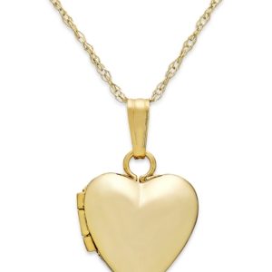 Children's Heart 13" Locket Necklace in 14k Gold