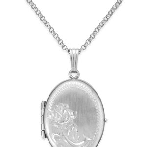 Embossed Four-Picture Oval Locket in Sterling Silver