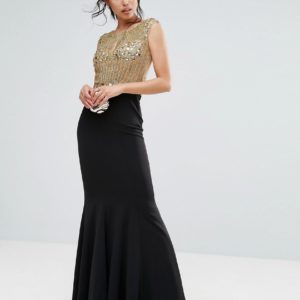 Forever Unique Embellished Body Maxi Dress - Gold