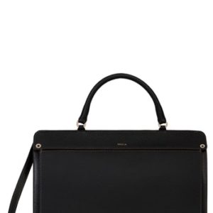 Furla Like Leather Top Handle Satchel - Black