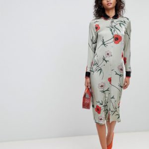 Ghost long sleeve shirt dress in floral print - Multi