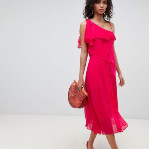 Ghost one shoulder Midi dress - Pink