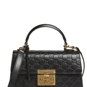 Gucci Small Padlock Top Handle Signature Leather Bag -