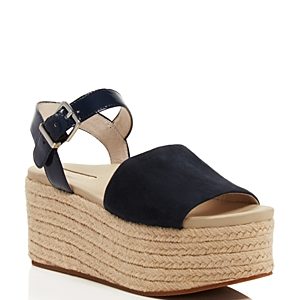 Kenneth Cole Women's Indra Suede & Patent Leather Platform Espadrille Wedge Sandals