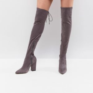 Lipsy Stretch Over The Knee Boot - Gray