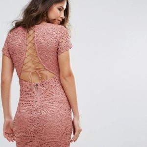 Love Triangle Mini Dress in Overscale Lace - Pink