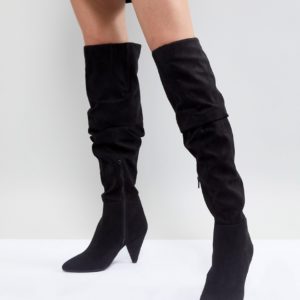 Miss Selfridge Over The Knee Ruched Boot - Black