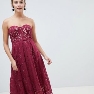 New Look lace bandeau midi dress - Red