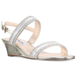 Nina Florece Rhinestone Embellished Wedge Sandals Women's Shoes