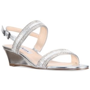 Nina Florece Rhinestone Embellished Wedge Sandals Women's Shoes