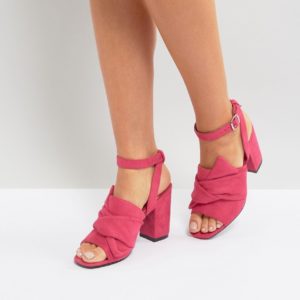 Park Lane Oversized Knot Front Heel Sandals - Pink