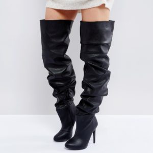 Public Desire Black Slouch Over The Knee Boots - Black