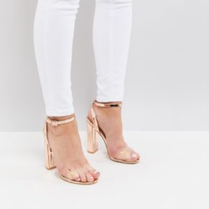 Public Desire Natasa Rose Gold Block Heeled Sandals - Gold