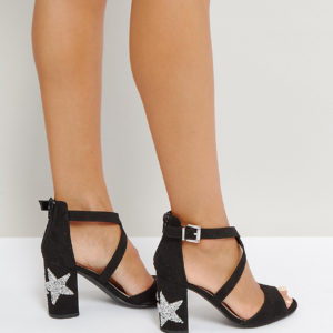 Qupid Star Heel Sandal - Black