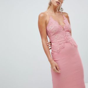 Rare scallop place bodice midi dress - Pink