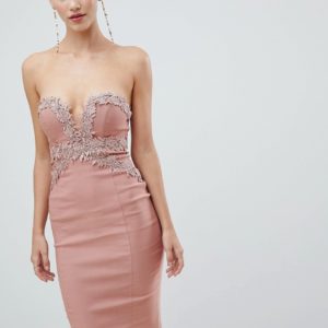 Rare strapless crochet midi dress - Pink