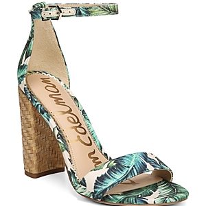 Sam Edelman Women's Yaro Palm Print Block Heel Sandals