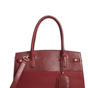 Sole Society Ladylike Faux Leather Satchel - Burgundy