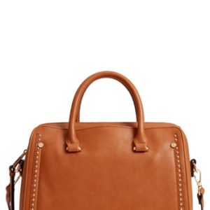 Sole Society Speedy Studded Faux Leather Satchel - Brown