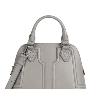 Sole Society Structured Faux Leather Dome Satchel - Grey