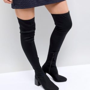 Stradivarius Over The Knee Block Heel Boot - Black