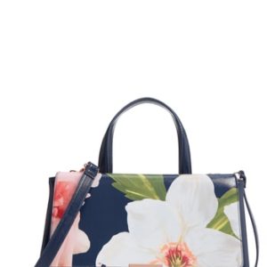 Ted Baker London Peobe Chatsworth Bloom Faux Leather Satchel - Blue